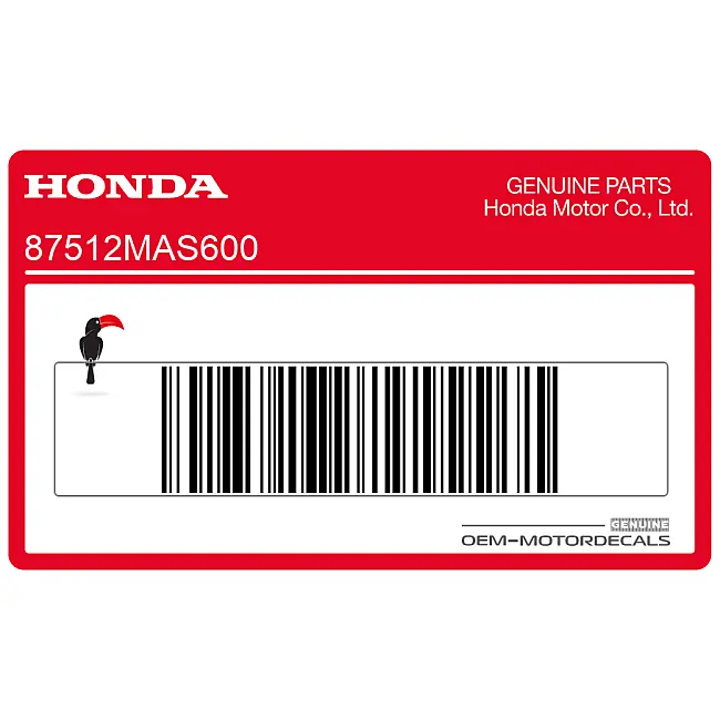 Adesivo di avvertenza accessorio Honda CBR900RR lato sinistro OEM 87512MAS600