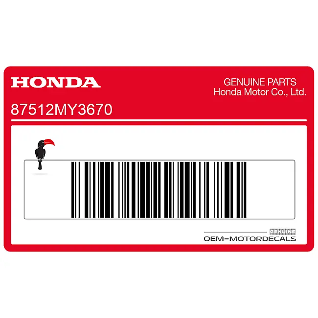 Pegatina Honda CBR900RR de etiqueta de advertencia OEM 87512MY3670. Gráfico de vinilo genuino de fábrica para una colocación precisa del chasis o carenado.