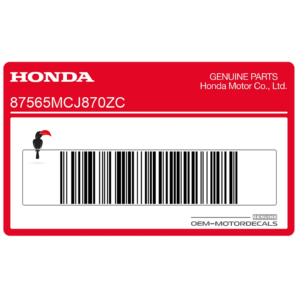 Honda CBR900RR Hoofdframe waarschuwingslabel linkerkant OEM 87565MCJ870ZC