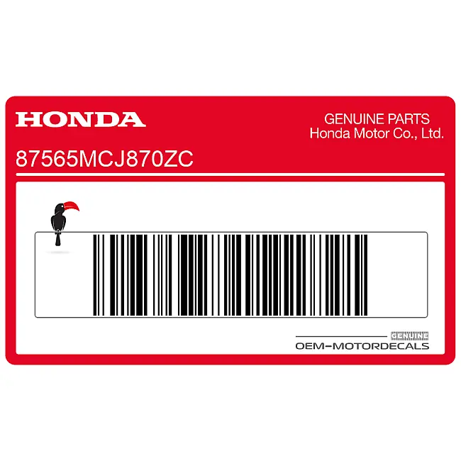 Honda CBR900RR Naklejka ostrzegawcza na ramę główną lewa strona OEM 87565MCJ870ZC