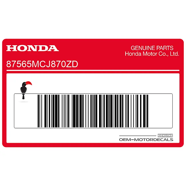 Honda CBR900RR Naklejka ostrzegawcza na zbiornik paliwa OEM 87565MCJ870ZD oryginalna fabryczna naklejka motocyklowa