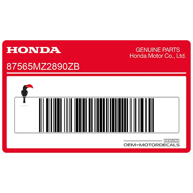 Adesivo avvertenza Honda CBR1000F LABELCOL TYPE17 OEM 87565MZ2890ZB Ricambio originale per posizionamento preciso