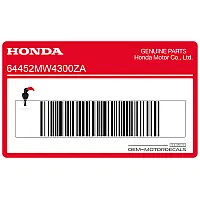 HONDA Naklejka na środkową owiewkę, lewa strona 64452-MW4-300ZA