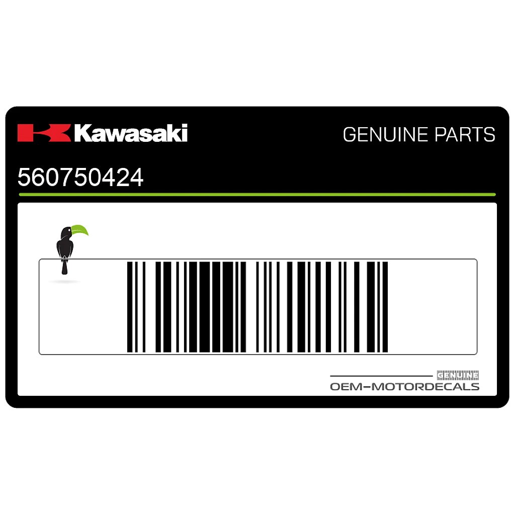 Echter Kawasaki Ninja H2R Kühlerverkleidungsaufkleber Dekor Linke Seite Unten OEM 560750424 Sticker