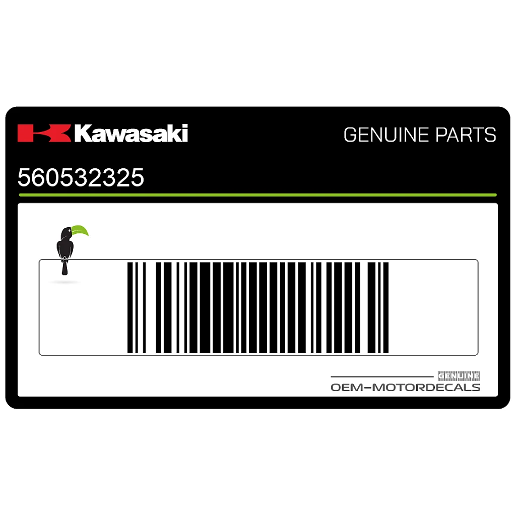 Kawasaki KLE500 Zwenkwiel Label Specificaties Bandenspanning en Belading Origineel Fabrieks OEM Onderdeelnummer 56053-2325