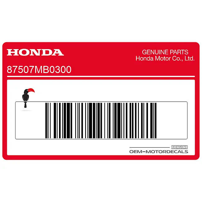 Etiqueta de precaución del chasis Honda VT600C Shadow OEM 87507MB0300, adhesivo de vinilo genuino de fábrica para un ajuste preciso y exactitud informativa.