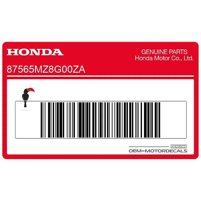 Etiqueta Honda Shadow Bastidor LH OEM 87565MZ8G00ZA