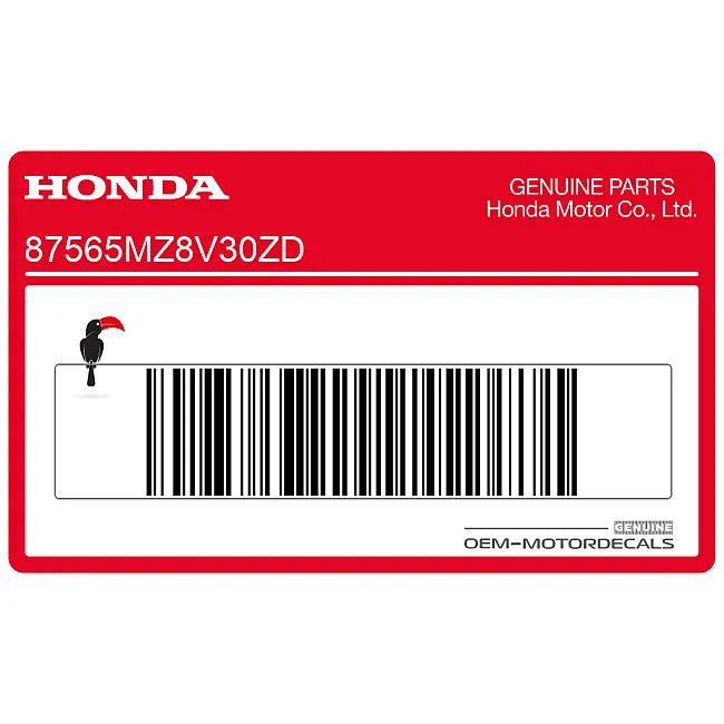 Honda VT600C Shadow Adesivo Avvertenza 87565MZ8V30ZD Originale di Fabbrica in Vinile per Montaggio in Posizione Strategica