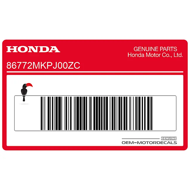 Autocollant arrière gauche de carénage Honda CBR500R Côté Gauche OEM 86772MKPJ00ZC