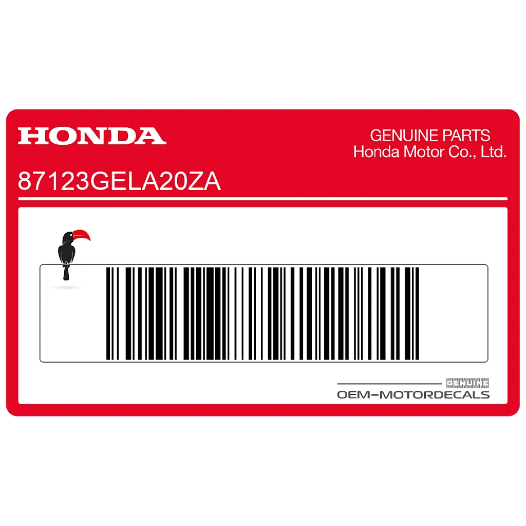Honda CRF50F Naklejka na osłonę zbiornika Prawa OEM 87123GELA20ZA