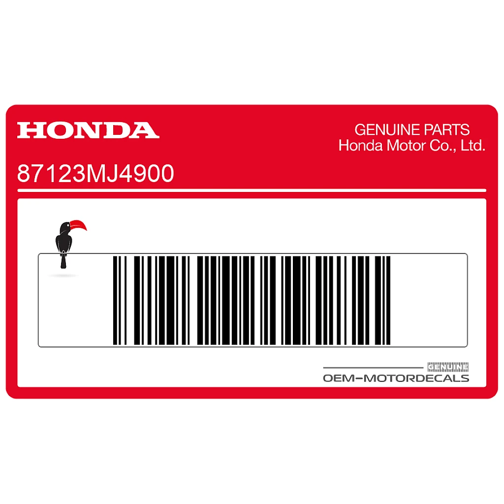 Honda VF1000 Emblemat na bak Honda Prawa Strona OEM 87123MJ4900 Oryginalna Grafika