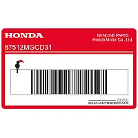 HONDA Etichetta accessori e carico sottosella 87512-MGC-D31