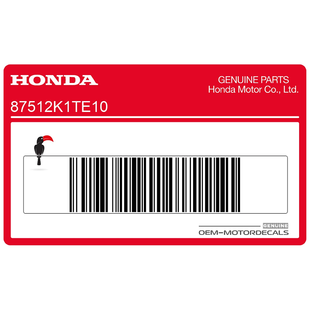 Honda CRF300 Etiqueta de advertencia de accesorios y carga Adhesivo OEM 87512K1TE10
