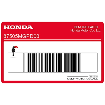 Swingarm bandinformatie sticker, linkerkant