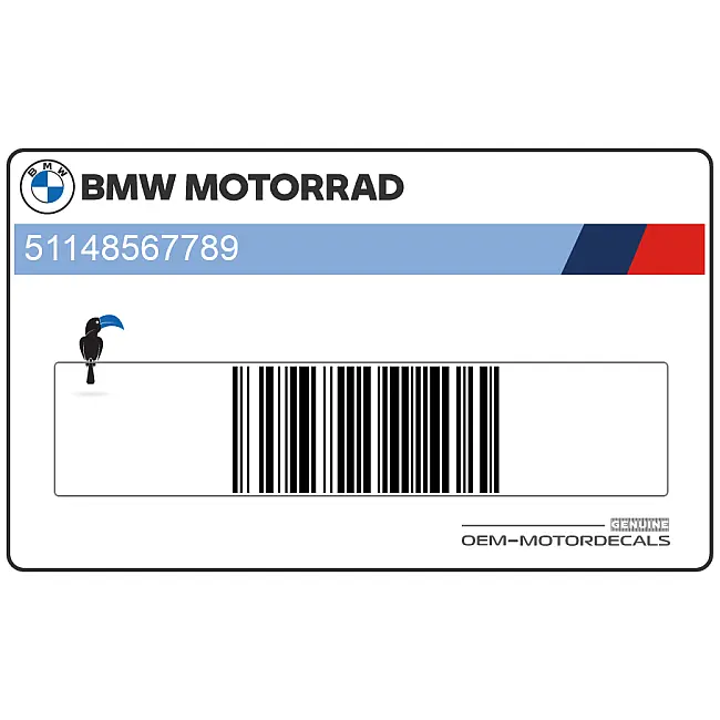BMW S1000RR Bovenste Zijkuip RR Sticker Links OEM 51148567789