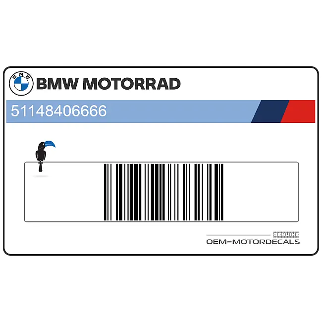 BMW S1000RR Adhesivo Cubierta Tanque M-Stripe Derecho OEM 51148406666