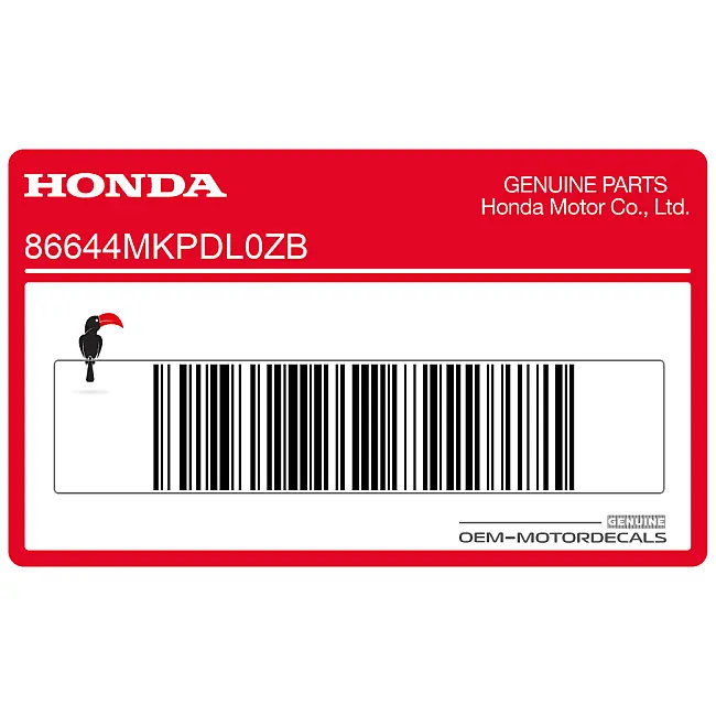 Honda CB500X Naklejka na środkową owiewkę lewa strona OEM 86644MKPDL0ZB oryginalna fabryczna winylowa naklejka na owiewkę