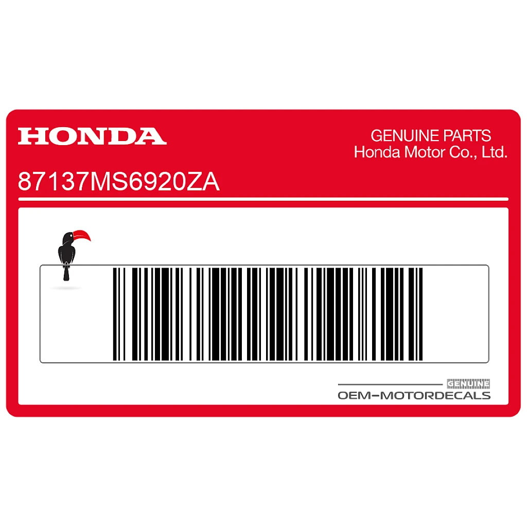 Honda XL600V Transalp Adesivo Carenatura Sinistra Lato Sinistro OEM 87137MS6920ZA