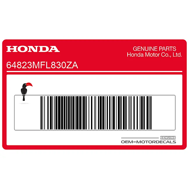 Autocollant de carénage supérieur Honda CBR1000RR FIREBLADE côté gauche OEM 64823MFL830ZA Graphique d'usine
