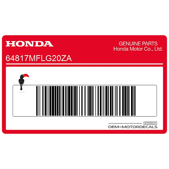 Honda CBR1000RR Fireblade Autocollant Carénage Central A Côté Gauche OEM 64817MFLG20ZA