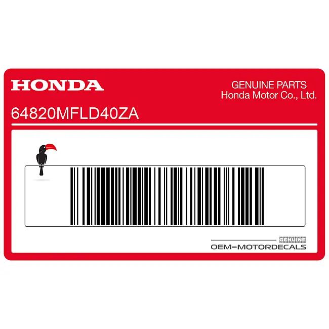 Autocollant Honda CBR1000RR Fireblade Carénage Supérieur Côté Droit OEM 64820MFLD40ZA