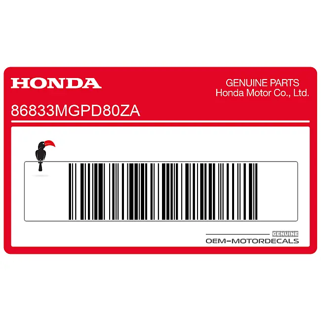 Autocollant de carénage supérieur central droit Honda CBR1000RR Fireblade Côté droit OEM 86833MGPD80ZA