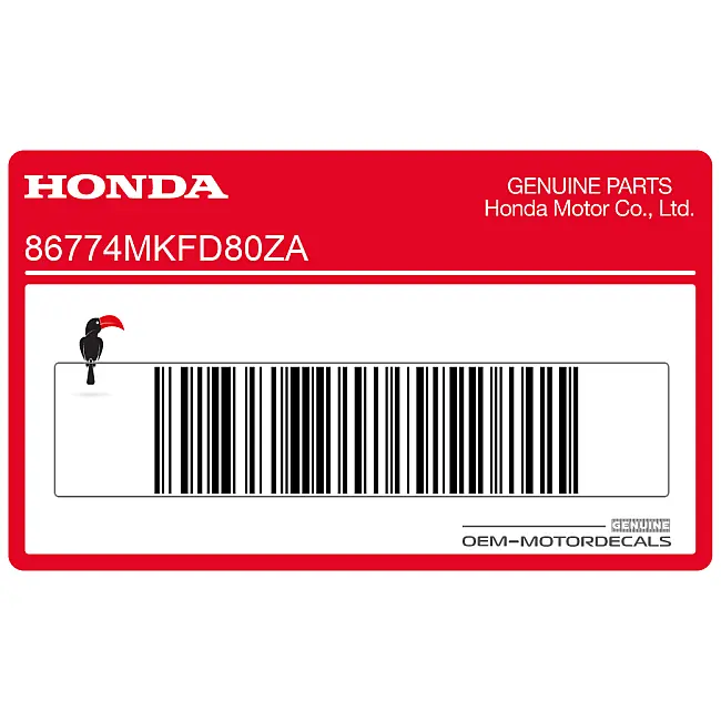 Honda CBR1000RR FIREBLADE Aufkleber oben, linke hintere Verkleidung, linke Seite OEM 86774MKFD80ZA