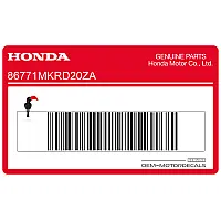 HONDA Pegatina de Carenado Trasero Derecho CBR Fireblade 86771-MKR-D20ZA