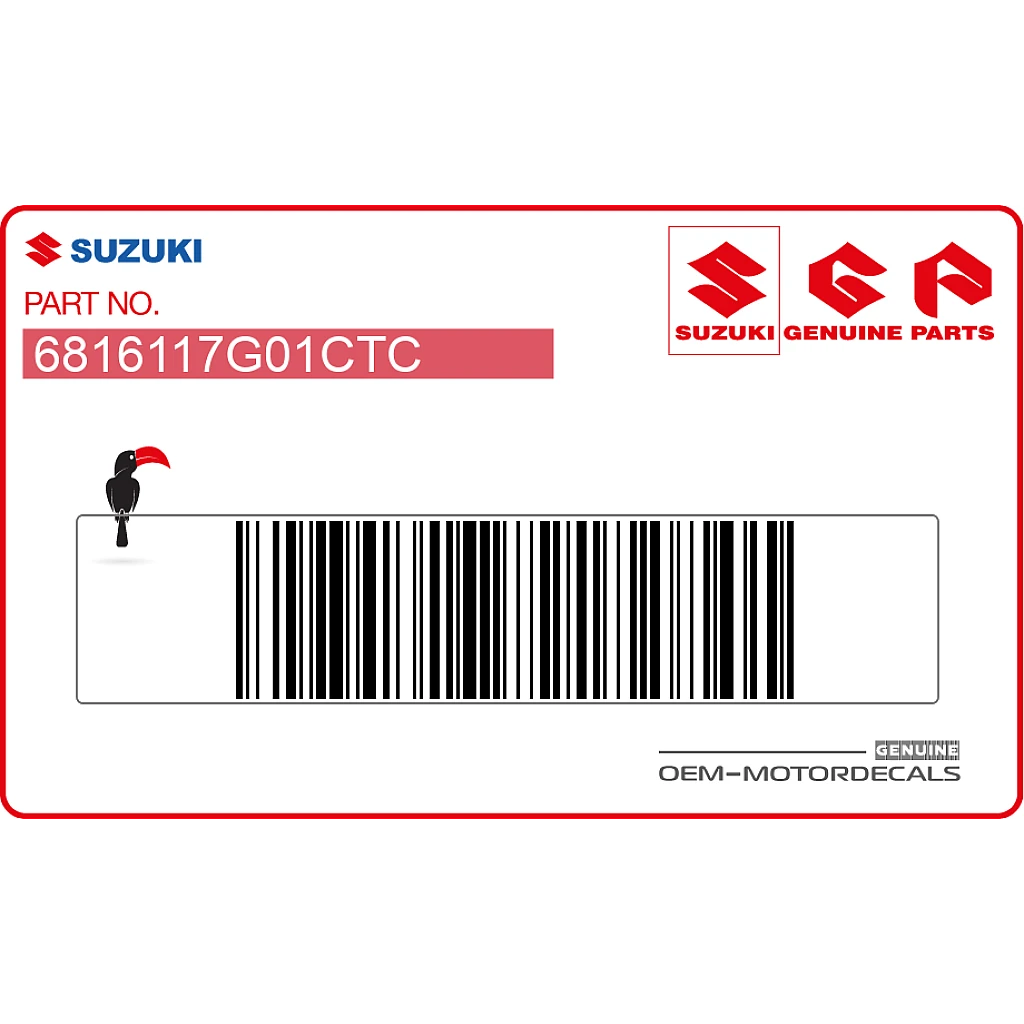 Emblème authentique Suzuki SV650 pour coque arrière, numéro de pièce OEM 6816117G01CTC, pièce d'origine d'usine