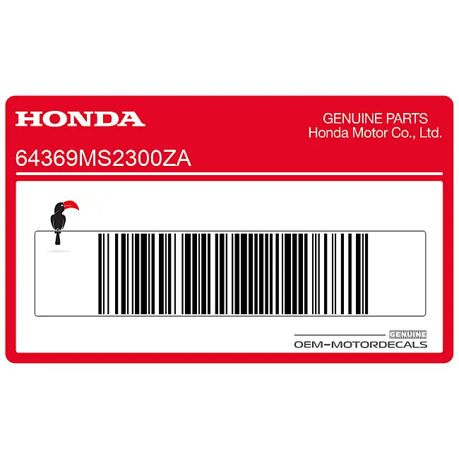 Honda CBR1000F Pegatina Carenado Lateral Izquierdo Lado Izquierdo OEM 64369MS2300ZA