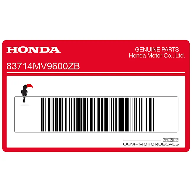 Oryginalna naklejka Honda CBR600F Hurricane na lewą pokrywę boczną Numer części OEM 83714MV9600ZB