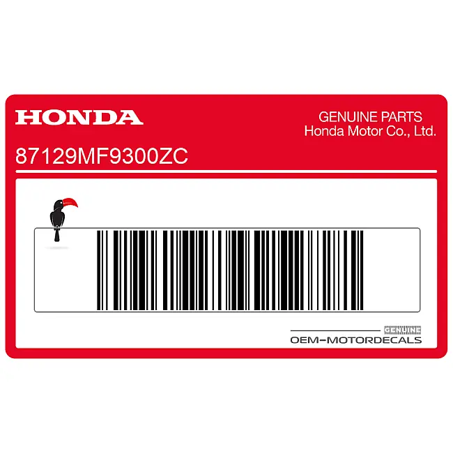 Honda VT500 Naklejka z logo skrzydła na zbiornik paliwa lewa strona OEM 87129MF9300ZC Oryginalna fabryczna dekoracja