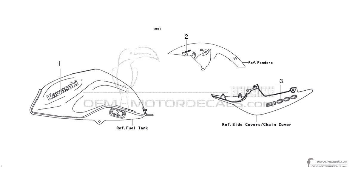 Aufkleber für Kawasaki Z1000 2007 - Schwarz • Kawasaki OEM-Aufkleber