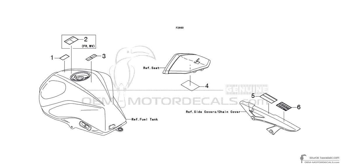 Decals for Kawasaki Z1000 - Caution labels • Kawasaki OEM Decals