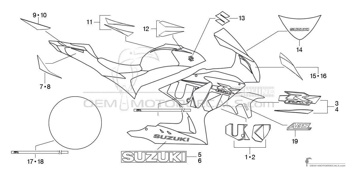 Decals for Suzuki GSXR1000 2016 - Blue • Suzuki OEM Decals
