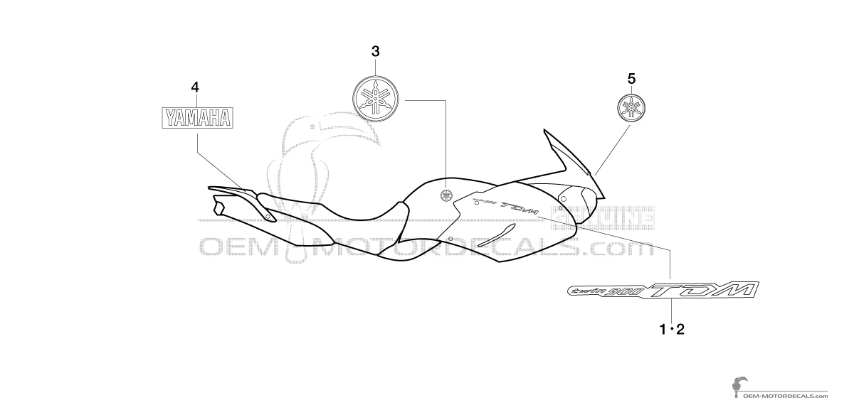 Adesivi per Yamaha TDM900 2004 - Nero • Yamaha Adesivi OEM