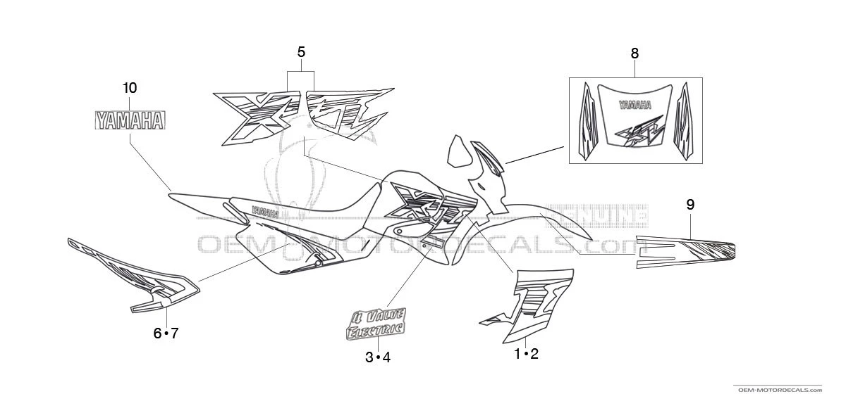 Pegatinas para Yamaha XT600E 1995 - Blanco • Yamaha Pegatinas OEM
