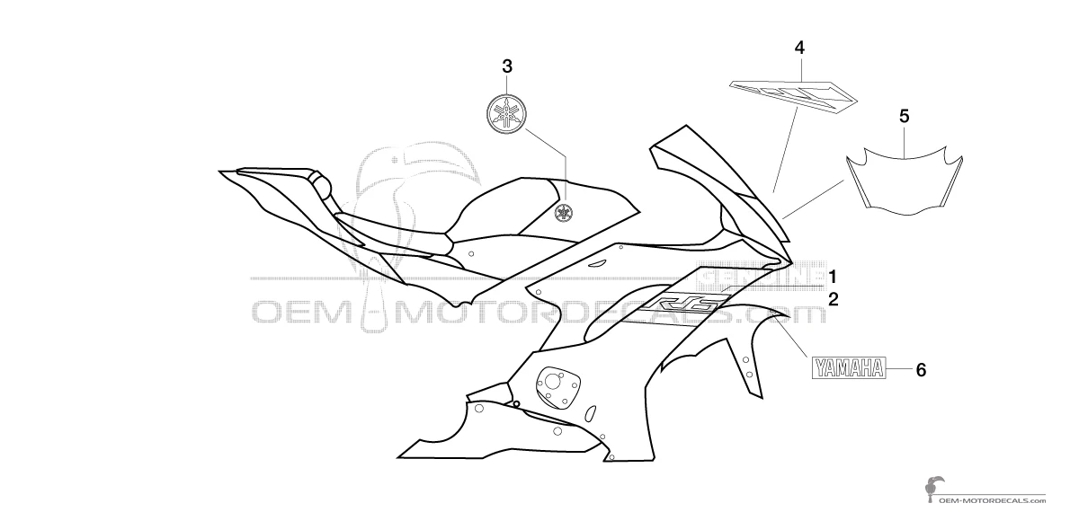Adesivi per Yamaha YZF R6 2018 - Blu • Yamaha Adesivi OEM