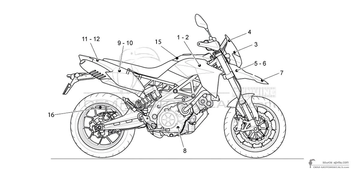 Pegatinas para Aprilia DORSODURO 750 FACTORY 2012 - Negro • Aprilia Pegatinas OEM