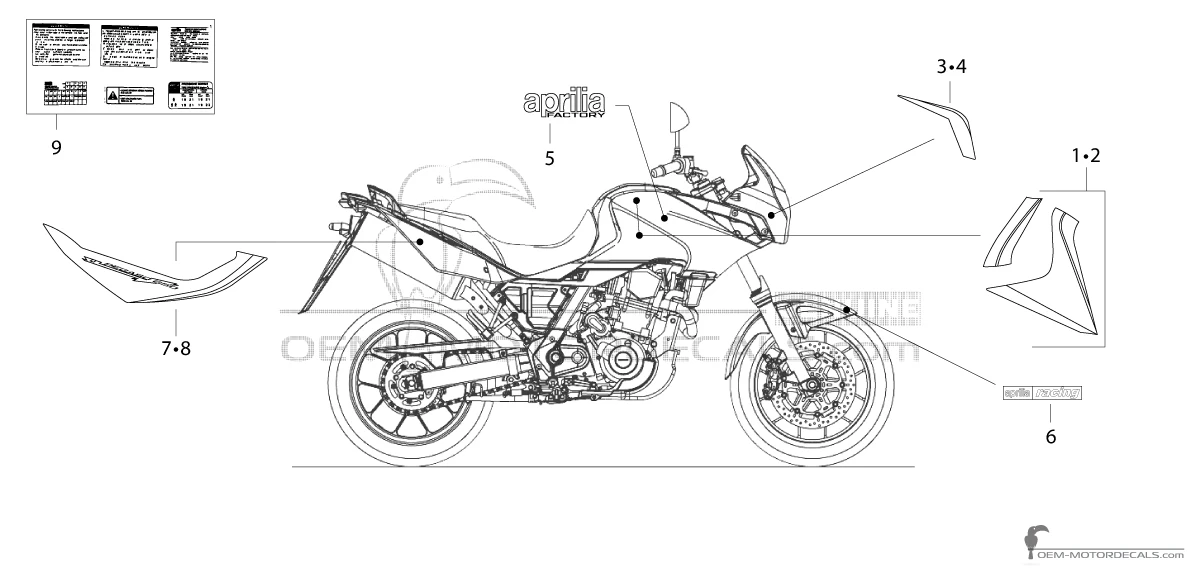 Adesivi per Aprilia Pegaso 650IE STRADA FACTORY 2009 - Nero • Aprilia Adesivi OEM