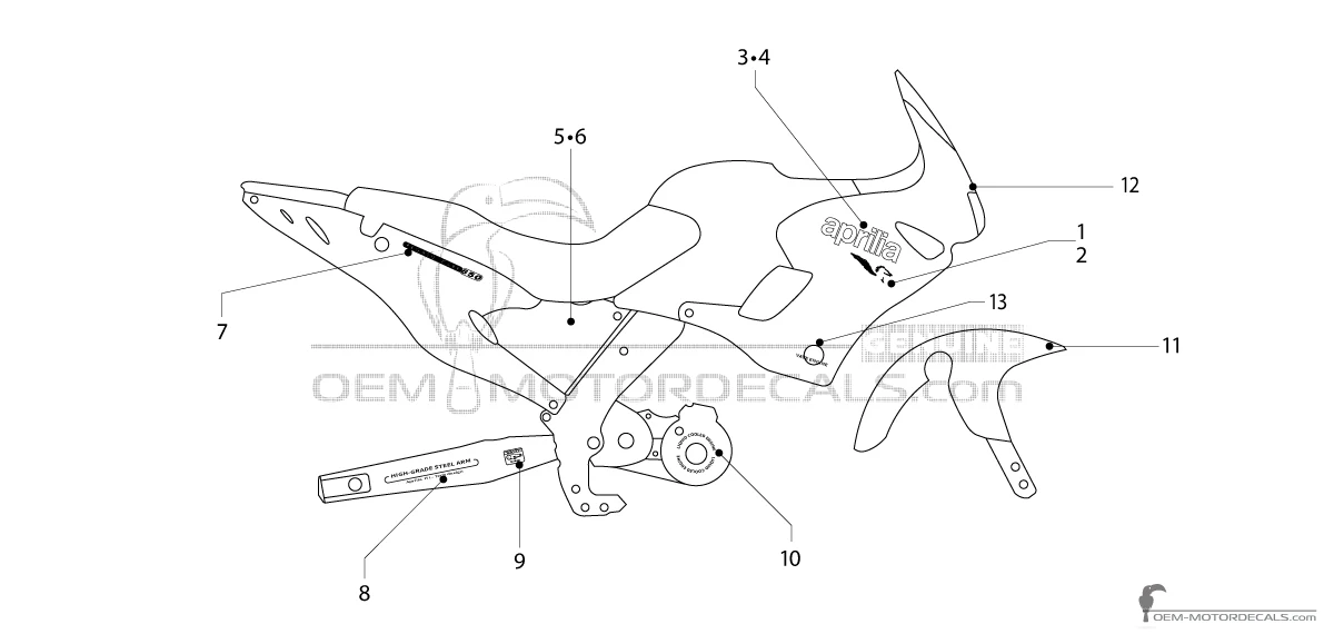 Adesivi per Aprilia Pegaso 650 1999 - Rosso • Aprilia Adesivi OEM