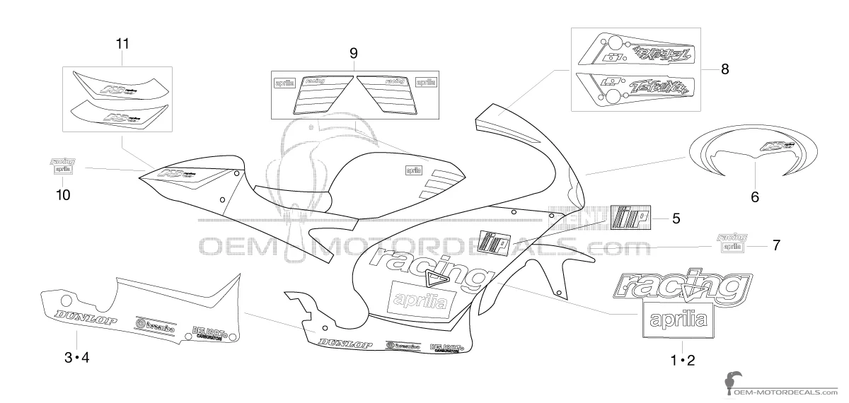 Naklejki do Aprilia RS125 2000 - Czarny • Aprilia Naklejki OEM