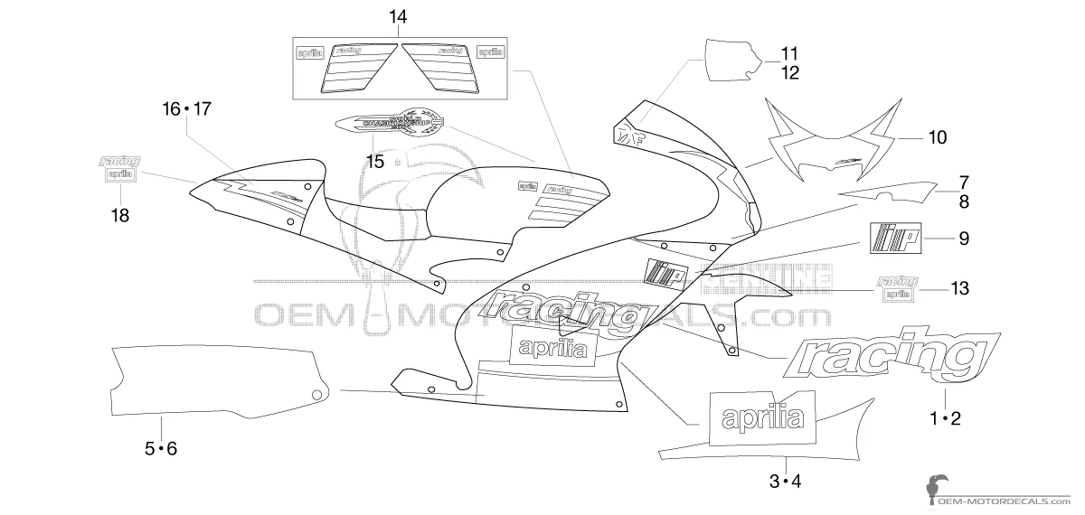 Decals for Aprilia RS125 2002 - Black • Aprilia OEM Decals