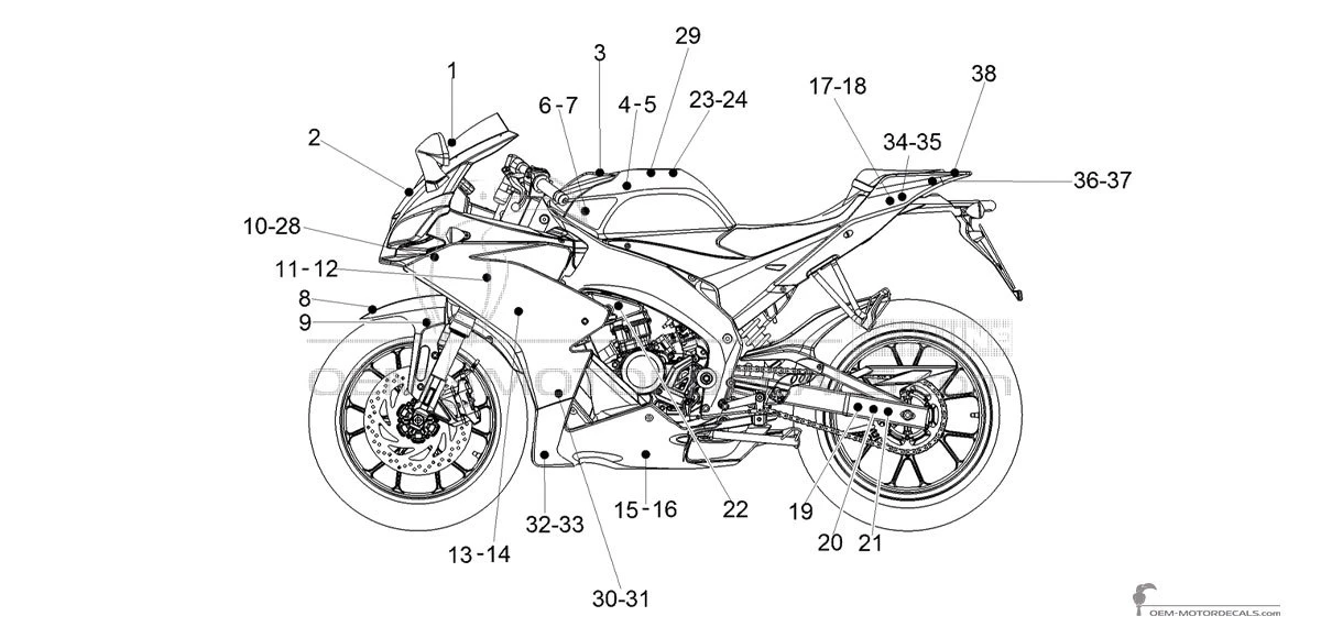 Adesivi per Aprilia RS125 Replica 2017 - Argento • Aprilia Adesivi OEM