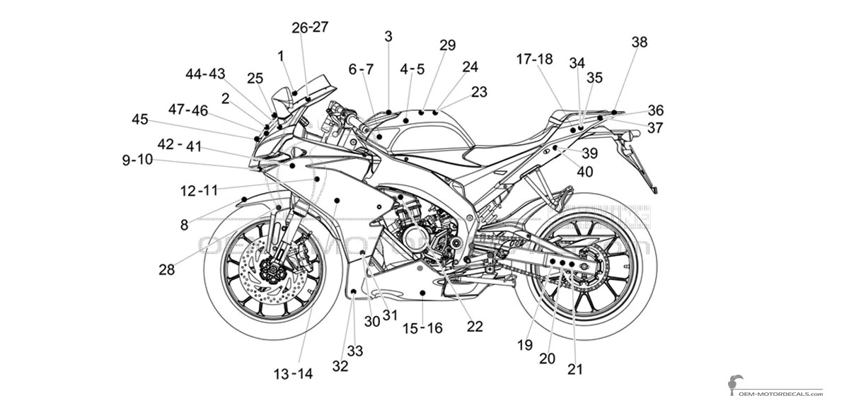 Decals for Aprilia RS125 Replica 2018 - Red • Aprilia OEM Decals