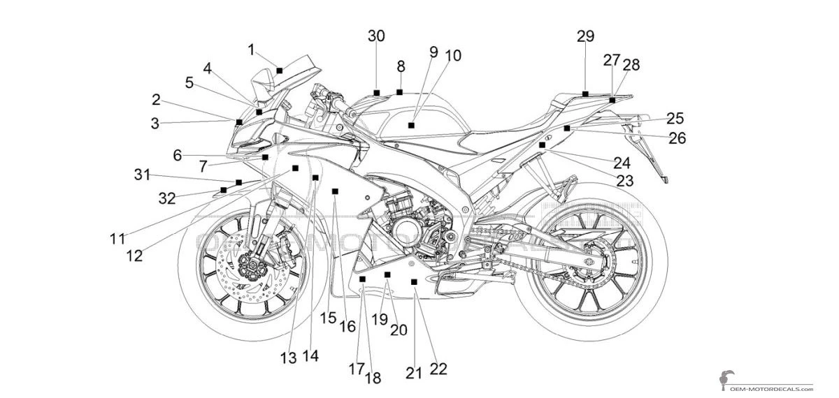 Autocollants pour Aprilia RS125 Replica 2020 - Noir • Aprilia Autocollants OEM