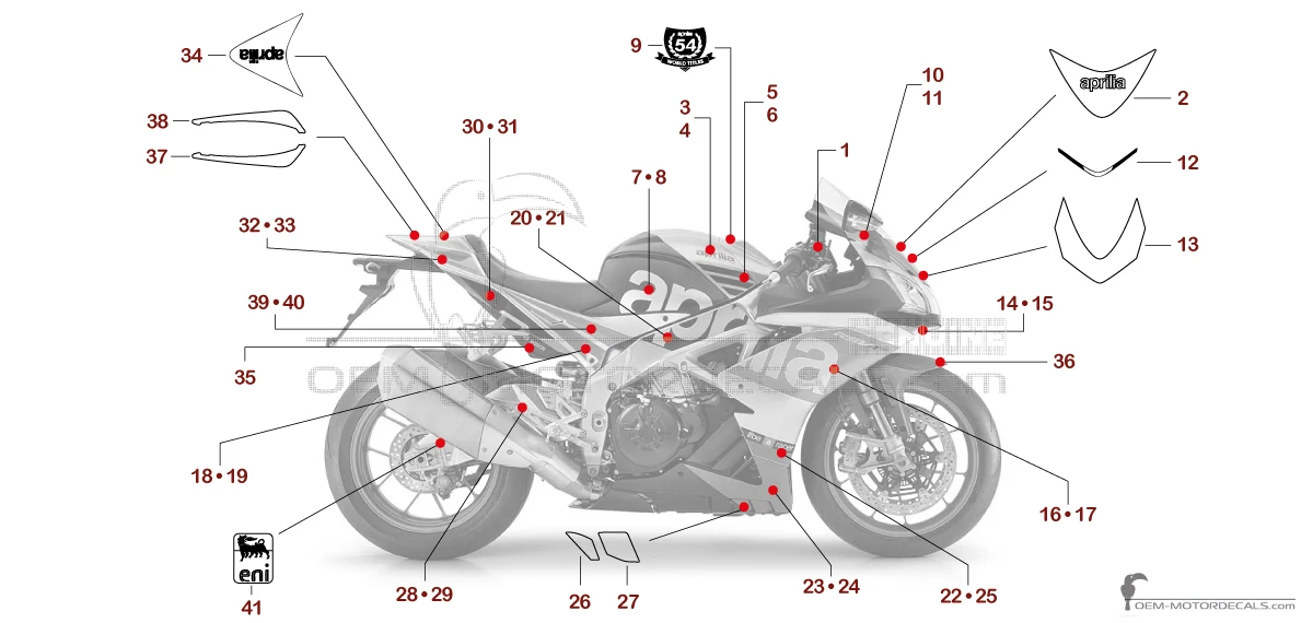 Naklejki do ApriliA RSV4 1000 Factory 2017 - Srebrny • Aprilia Naklejki OEM