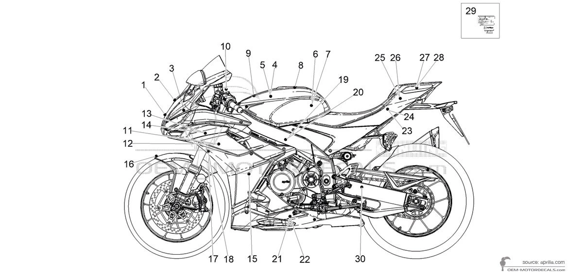 Decals for Aprilia RSV4 1100 Factory 2024 - White • Aprilia OEM Decals