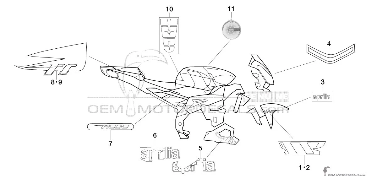 Naklejki do Aprilia RSV TUONO 1000 R 2006 - Czerwony • Aprilia Naklejki OEM