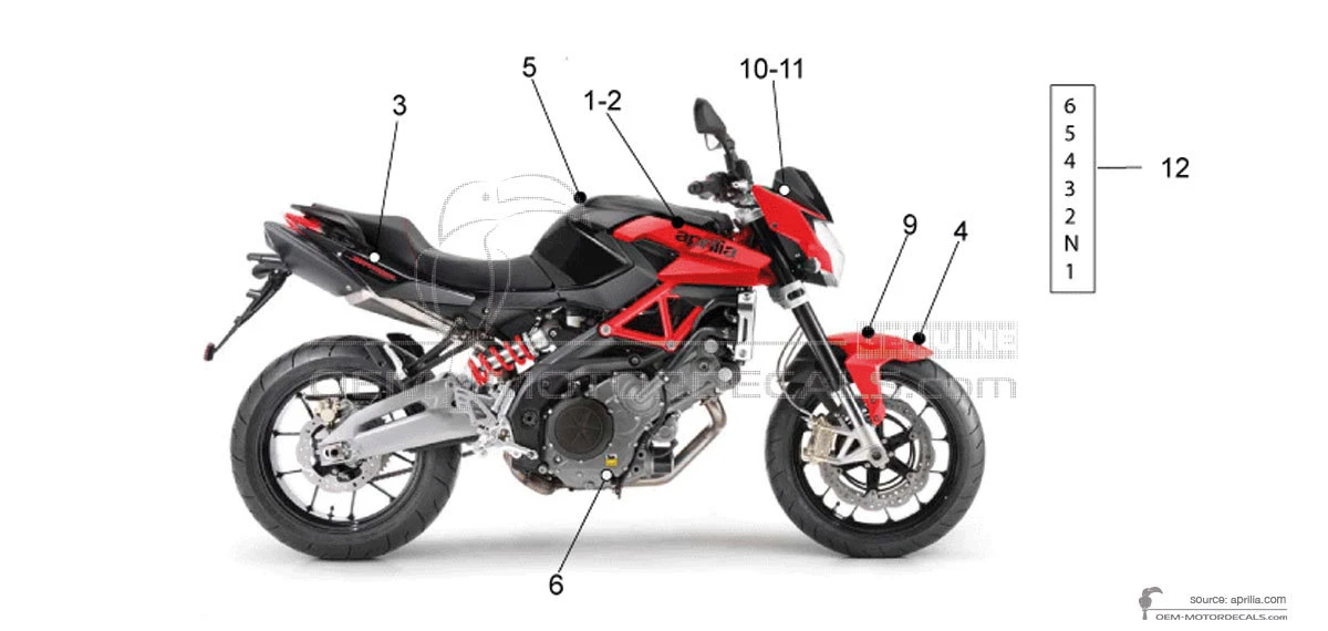 Aufkleber für Aprilia SHIVER 750 2014 - Rot • Aprilia OEM-Aufkleber